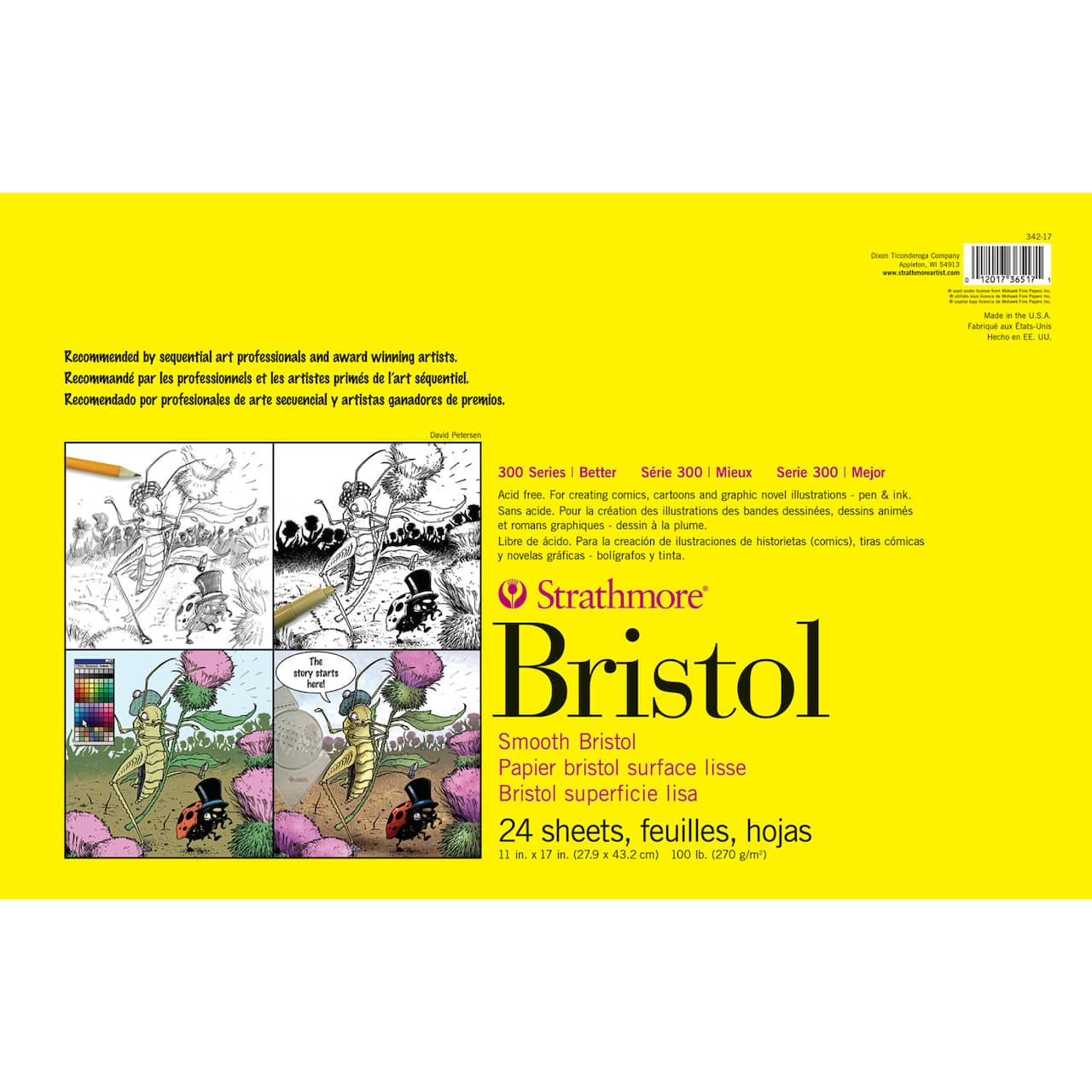 Strathmore Sequential Bristol Paper Pad, 300 Series, 11" x 17", Smooth
